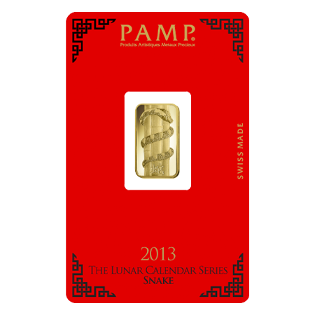 2013 5 Gram Lunar Snake Gold Rectangular Ingot - PAMP